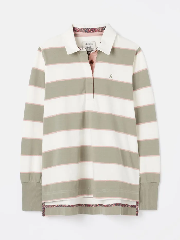 Joules Sammie 8211 GreenEcru Rugby Shirt Women Tops