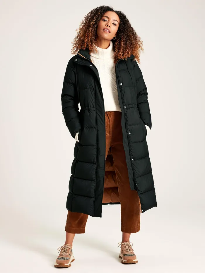 Joules Somerton 8211 Black Showerproof Down Feather Long Puffer Coat Women Raincoats Joules Somerton 8211 Black Showerproof Down Feather Long Puffer Coat Women Raincoats
