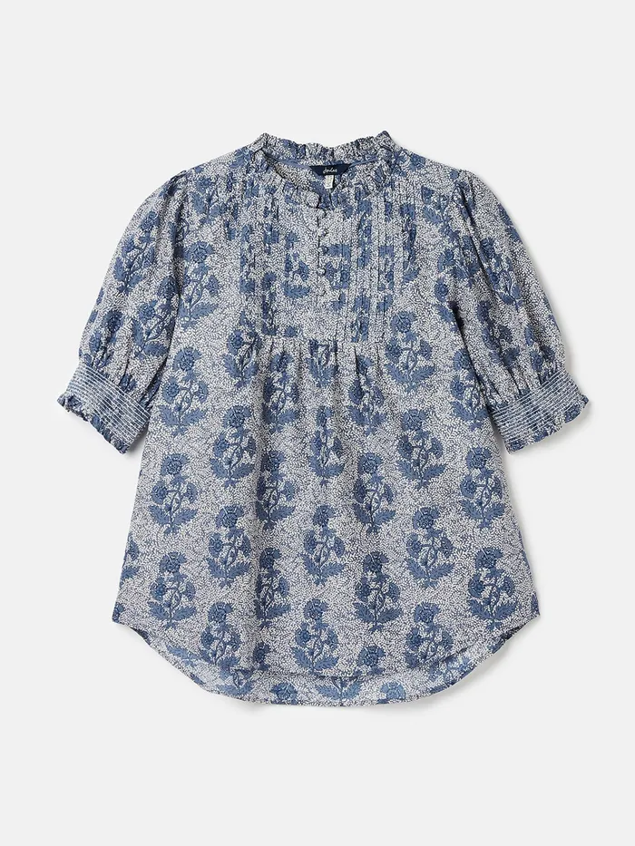Joules Tabi 8211 Blue Pleated Bib Blouse Women Shirts and Blouses