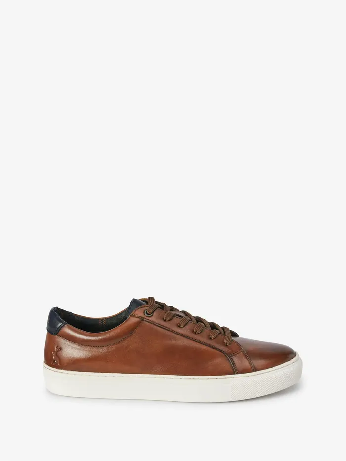 Joules Tan Brown Leather Trainers Men Trainers