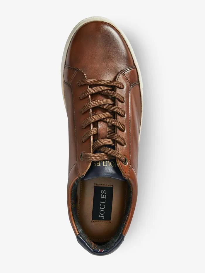 Joules Tan Brown Leather Trainers Men Trainers