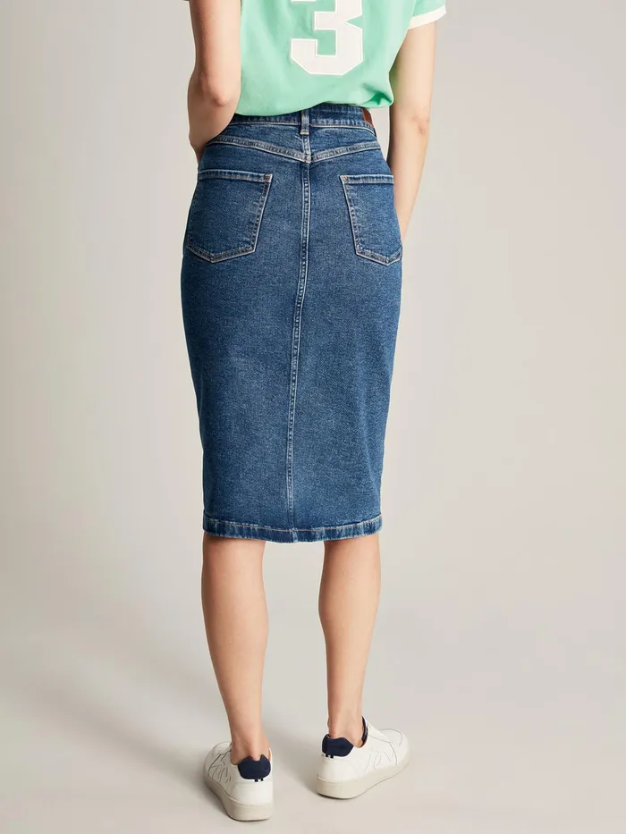 Joules Taylor 8211 Blue Denim Front Split Skirt Women Skirts