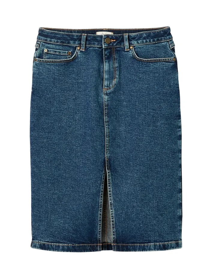 Joules Taylor 8211 Blue Denim Front Split Skirt Women Skirts