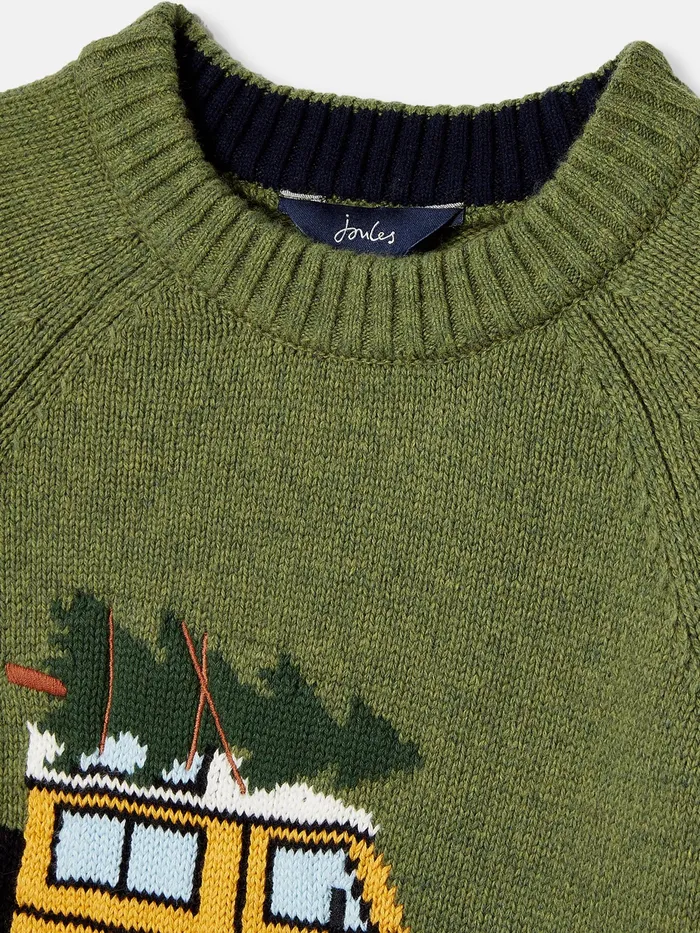 Joules The Cracking Knit 8211 Green Festive Knitted Jumper Boys Knitwear