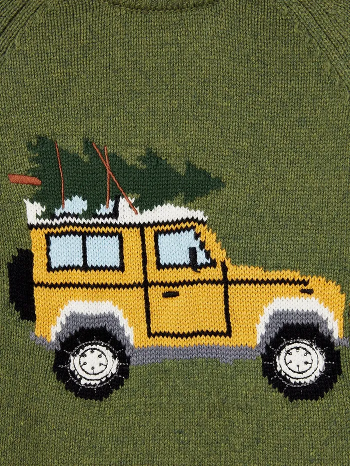 Joules The Cracking Knit 8211 Green Festive Knitted Jumper Boys Knitwear