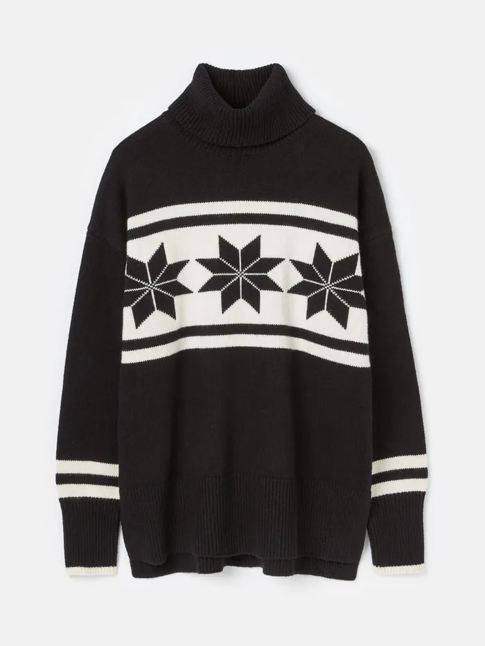 Joules Tilda 8211 BlackCream Snowflake Jumper Women Knitwear