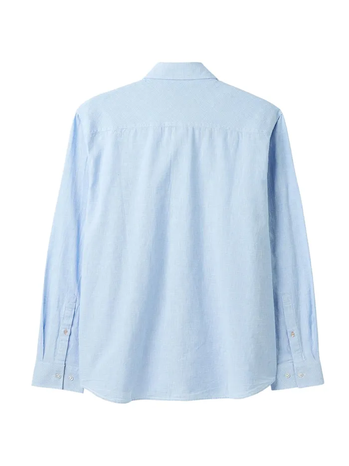 Joules Tilford 8211 Blue Linen Blend Houndstooth Classic Fit Shirt Men Shirts