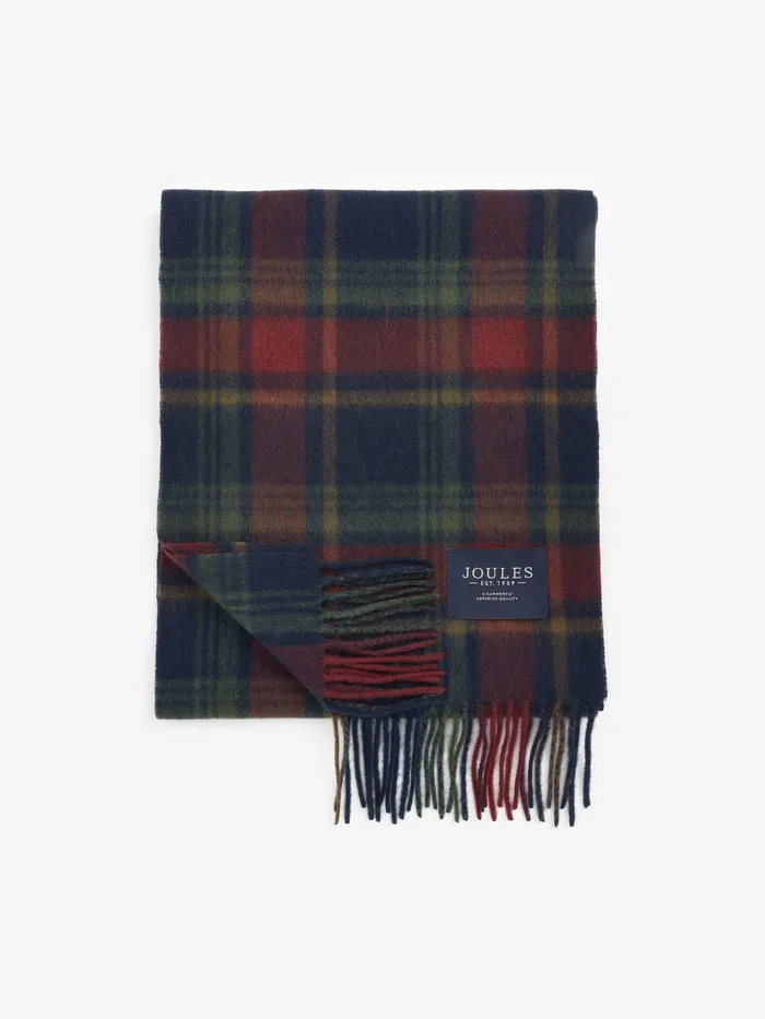 Joules Tytherton 8211 RedNavy Wool Scarf Men Hats Gloves and Scarves