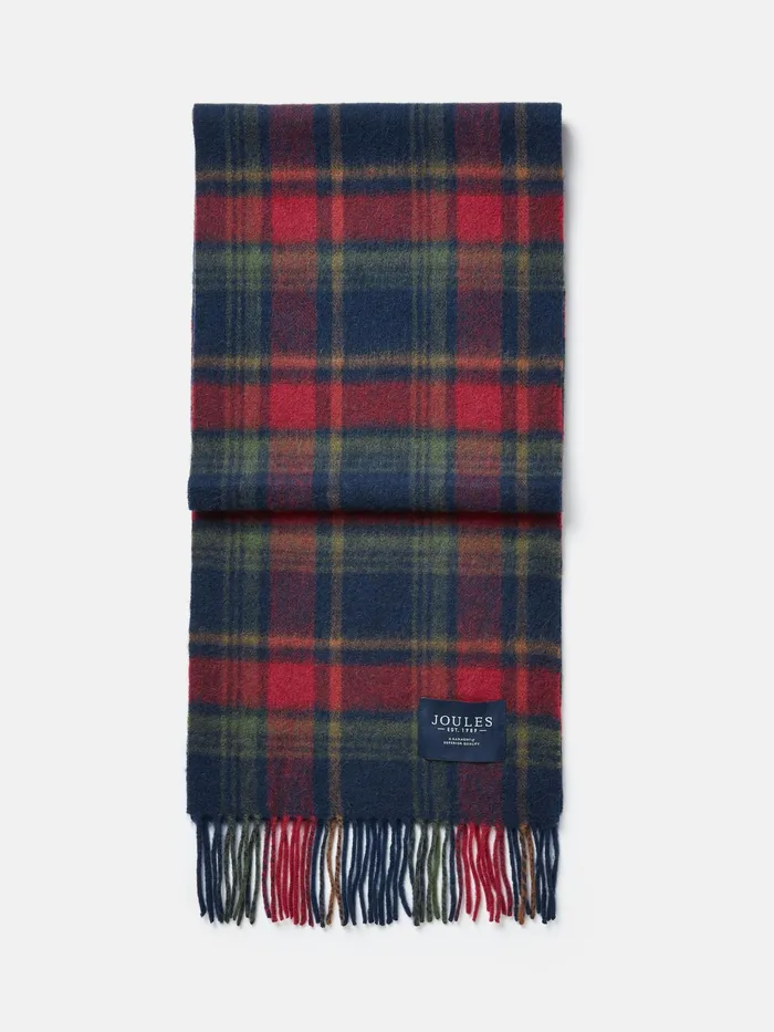 Joules Tytherton 8211 RedNavy Wool Scarf Men Hats Gloves and Scarves