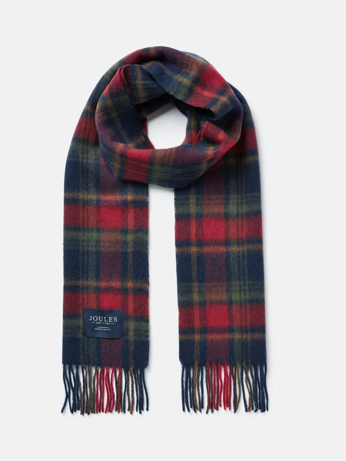 Joules Tytherton 8211 RedNavy Wool Scarf Men Hats Gloves and Scarves