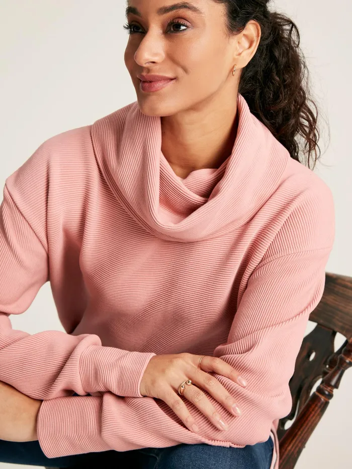 Joules Willow 8211 Pink Cowl Neck Sweatshirt Women Sweatshirts and Hoodies