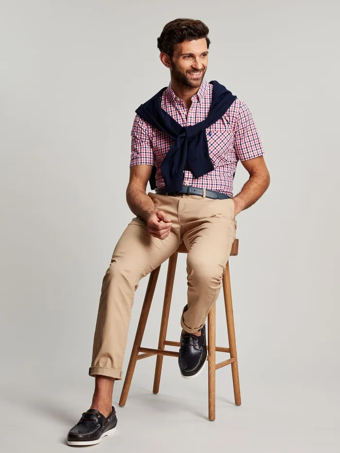 Joules Wilson 8211 Pink Short Sleeve Classic Fit Shirt Men Shirts