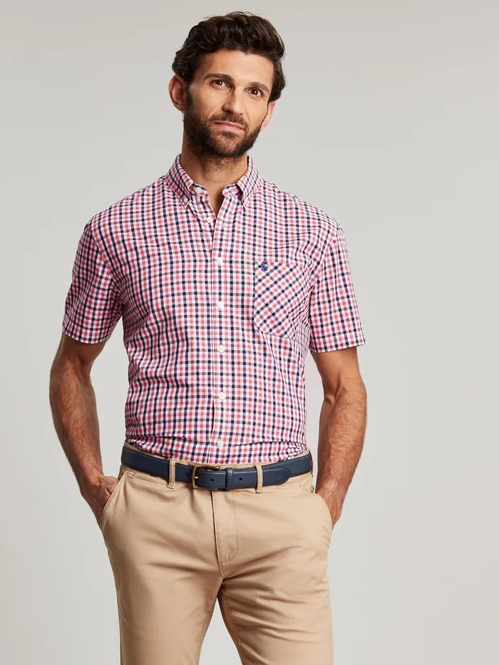 Joules Wilson 8211 Pink Short Sleeve Classic Fit Shirt Men Shirts