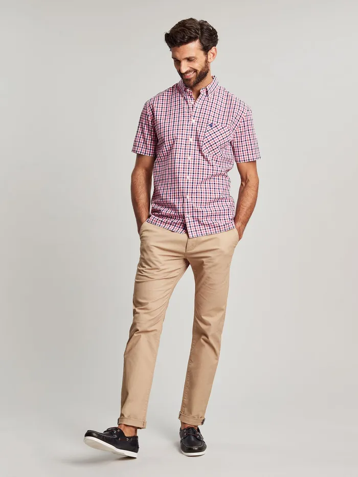Joules Wilson 8211 Pink Short Sleeve Classic Fit Shirt Men Shirts