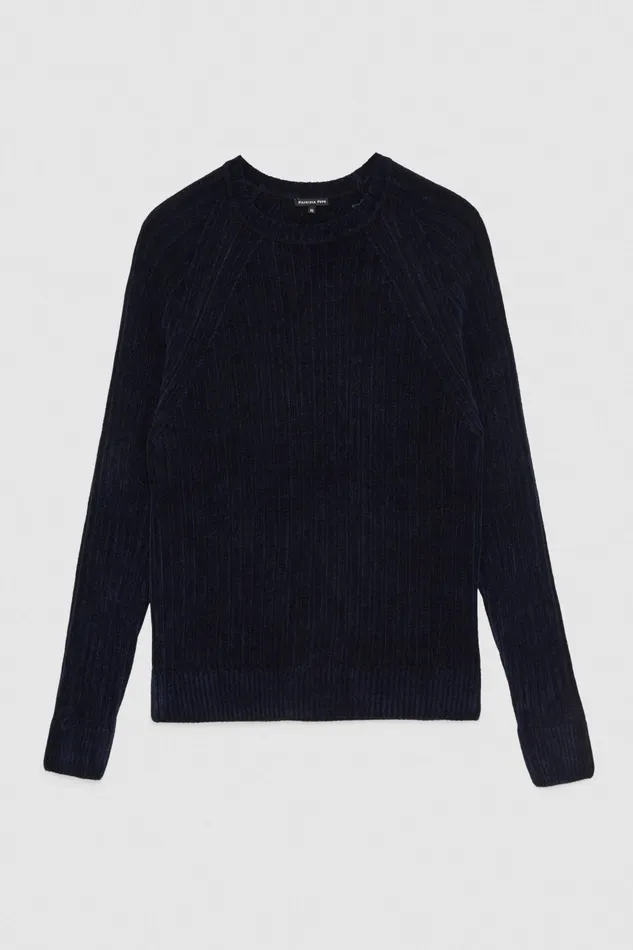Knitwear Men Patrizia Pepe LongSleeved Ribbed Sweater Royal Navyblue
