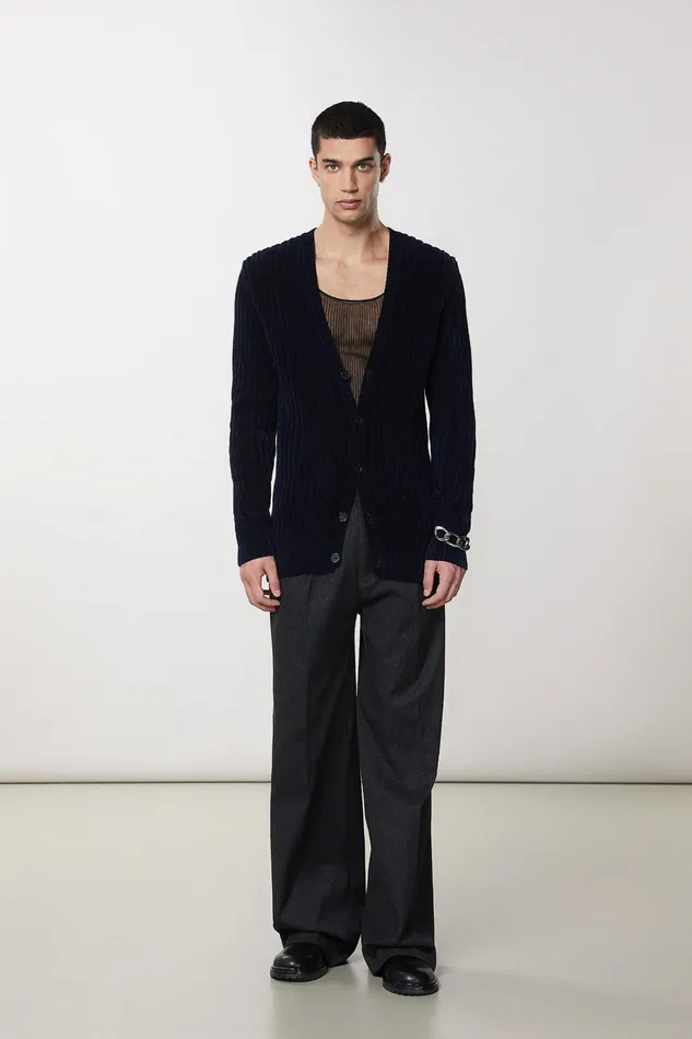 Knitwear Men Patrizia Pepe Viscose Blend Cardigan Royal Navyblue