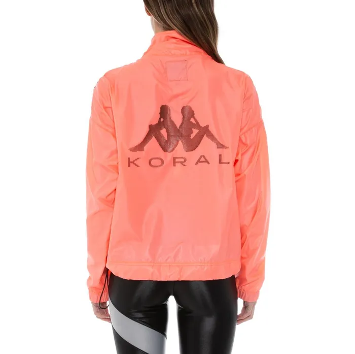 Koral X Kappa Groove Zephyr Cropped Anorak Guave Black Kappa Womens Jackets