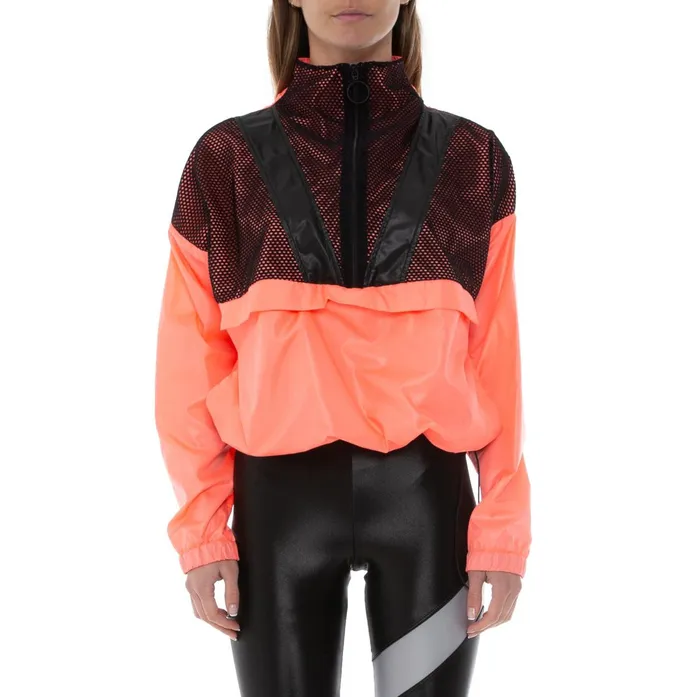 Koral X Kappa Groove Zephyr Cropped Anorak Guave Black Kappa Womens Jackets