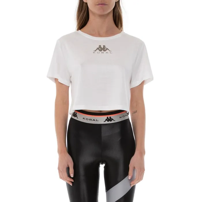 Koral X Kappa Terrain Crop Top White Kappa Womens Tanks and Bras