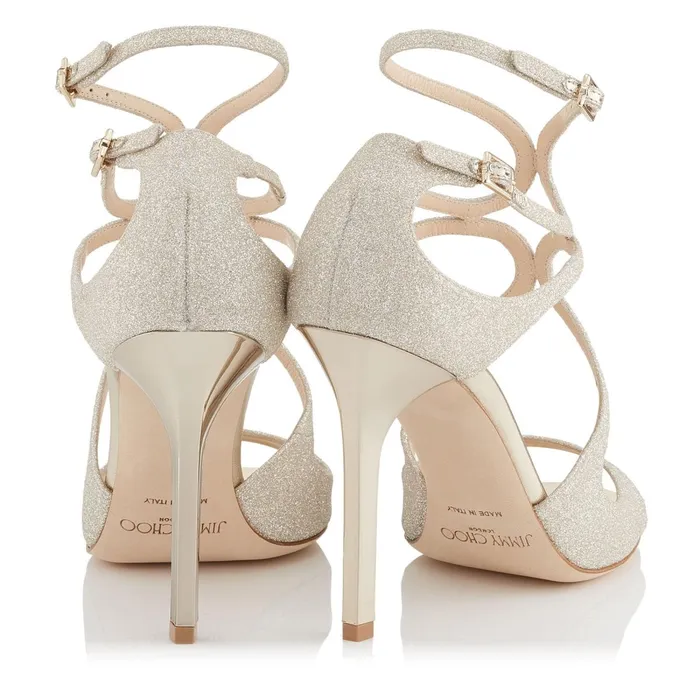 Lang Platinum Ice Dusty Glitter Sandals Platinum Ice Women JIMMY CHOO Bridal Shoes