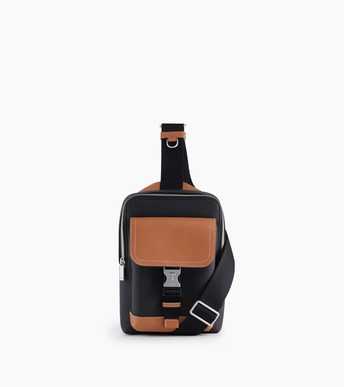 Le Tanneur Backpacks WomenMen Sling Satchel In Coated Canvas Black Brown