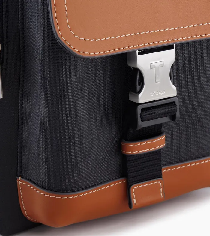 Le Tanneur Backpacks WomenMen Sling Satchel In Coated Canvas Black Brown