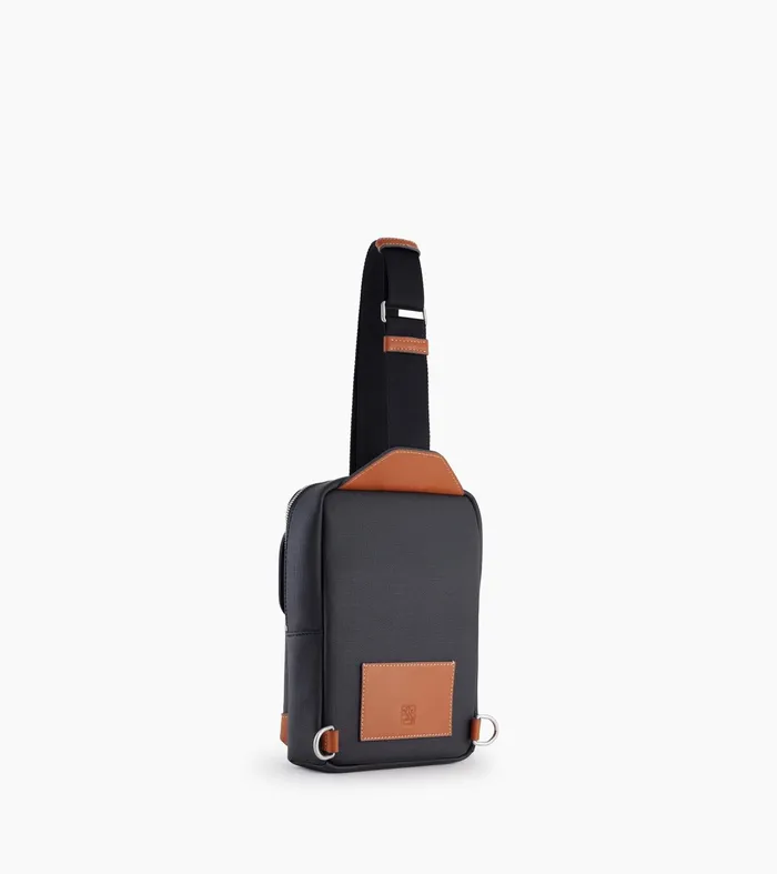 Le Tanneur Backpacks WomenMen Sling Satchel In Coated Canvas Black Brown