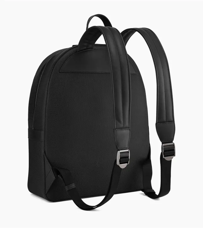 Le Tanneur Backpacks WomenMen Zipped Leather Backpack In Signature T Leather Black