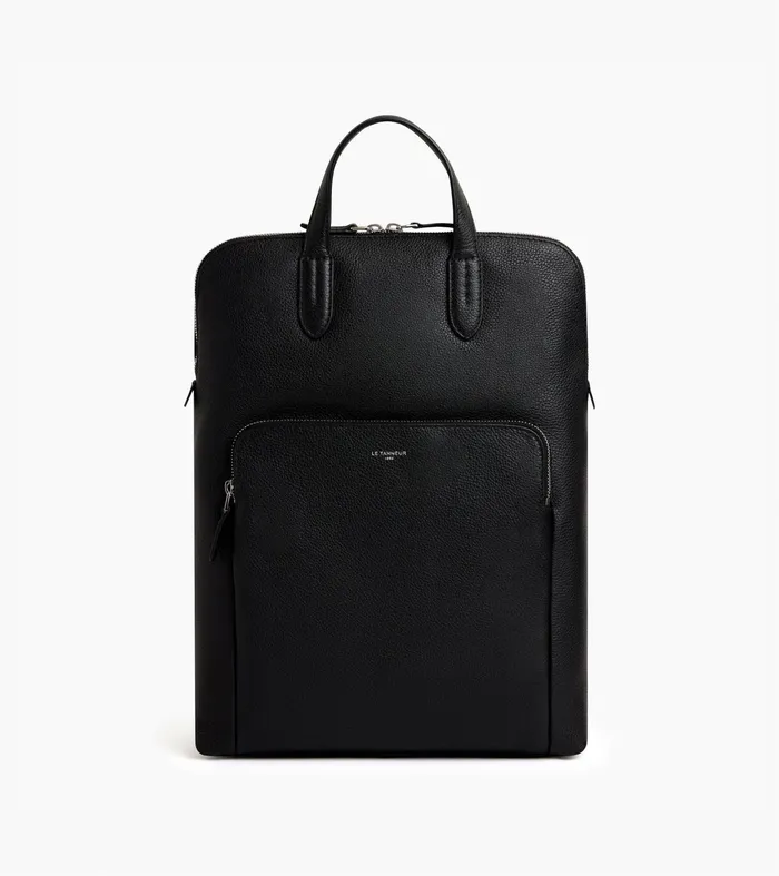 Le Tanneur Backpacks Women Zipped Business Backpack In Grained Leather Black