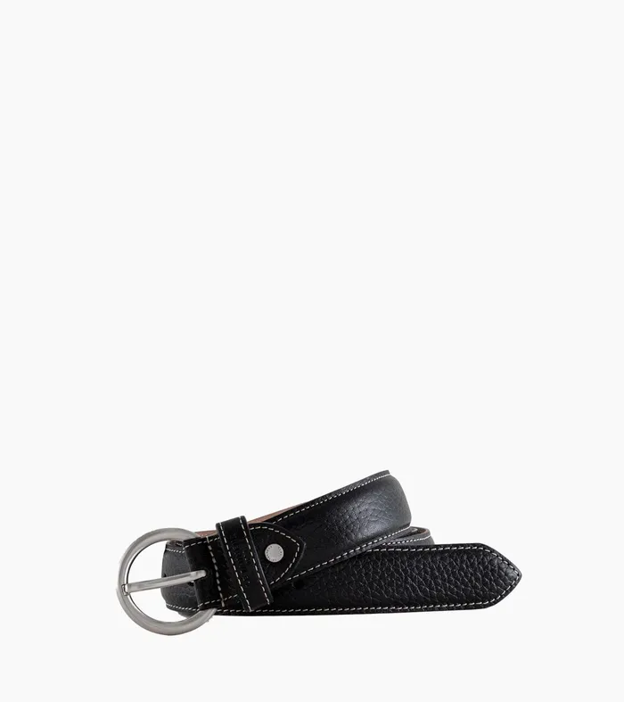 Le Tanneur Belts Women Women039S Belt With Round Buckle In Grained Leather Black Le Tanneur Belts Women Women039S Belt With Round Buckle In Grained Leather Black
