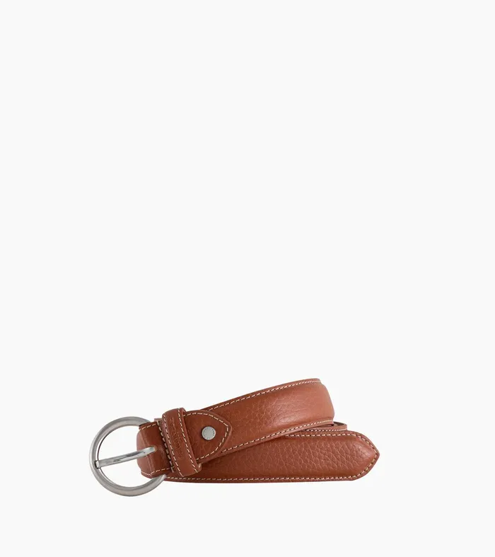 Le Tanneur Belts Women Women039S Belt With Round Buckle In Grained Leather Brown Tan Le Tanneur Belts Women Women039S Belt With Round Buckle In Grained Leather Brown Tan