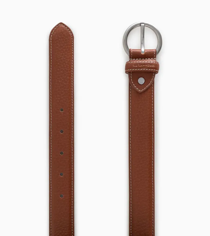 Le Tanneur Belts Women Women039S Belt With Round Buckle In Grained Leather Brown Tan