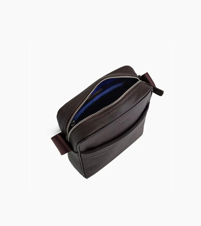 Le Tanneur Crossbody Bags Men MediumSized Satchel In Grained Leather Coffee Brown