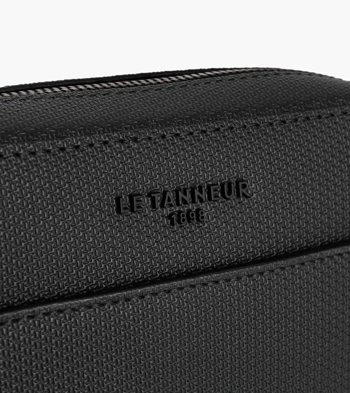 Le Tanneur Crossbody Bags Men Small Satchel In Signature T Leather Black
