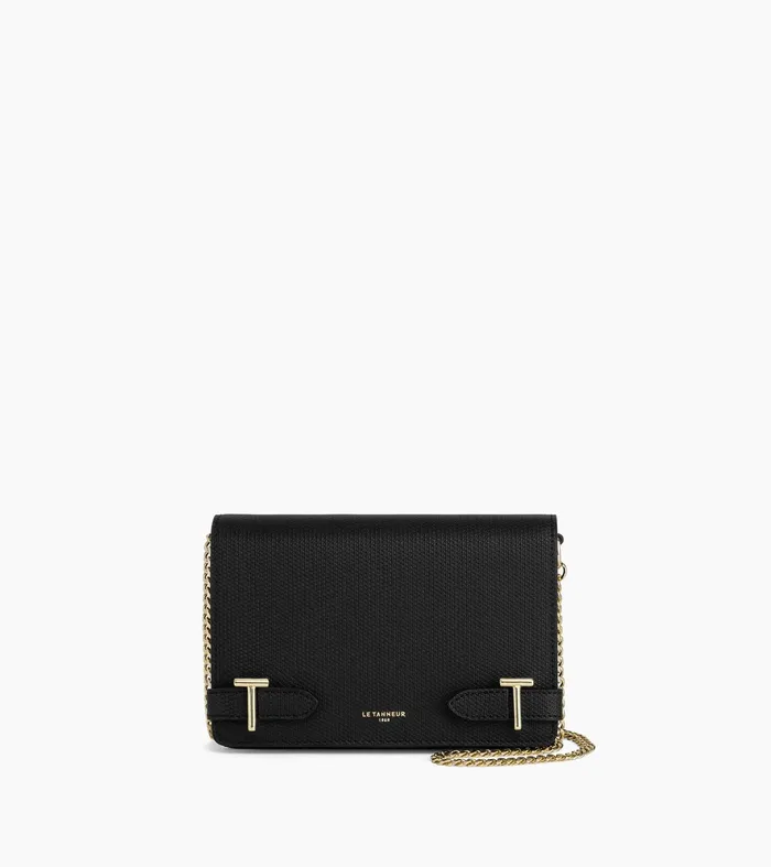 Le Tanneur Crossbody Bags Women Small Bag With Crossbody Strap In Signature T Leather Black Le Tanneur Crossbody Bags Women Small Bag With Crossbody Strap In Signature T Leather Black