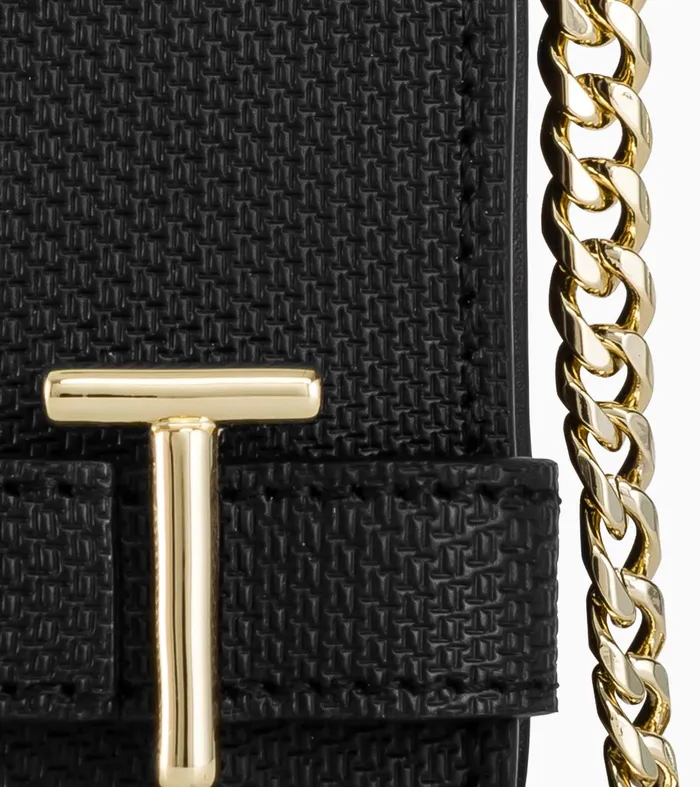 Le Tanneur Crossbody Bags Women Small Bag With Crossbody Strap In Signature T Leather Black