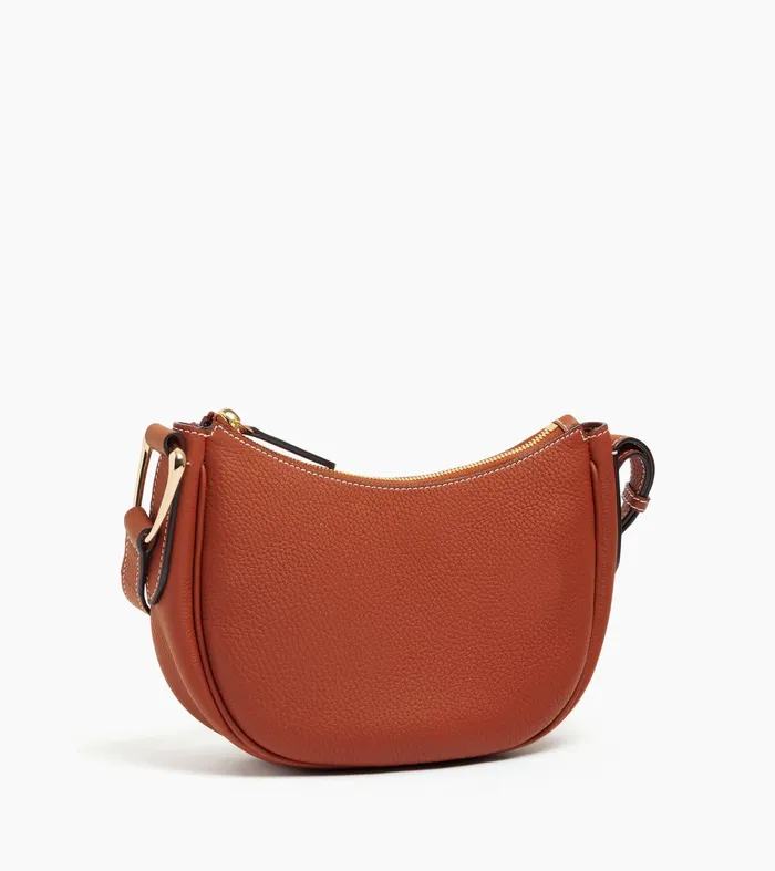 Le Tanneur Crossbody Bags Women Small Shoulder Bag In Grained Leather Mahogany Brown