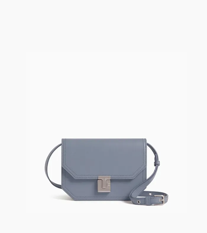 Le Tanneur Crossbody Bags Women Small Shoulder Bag In Smooth Leather Clay Blue Le Tanneur Crossbody Bags Women Small Shoulder Bag In Smooth Leather Clay Blue