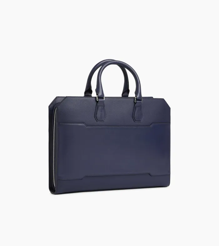 Le Tanneur Document Holders and Briefcases MenWomen Slim 15034 Briefcase In Cross Grain Leather Twilight Blue