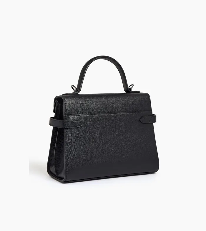 Le Tanneur Handbags Women Medium Handbag With Double Flap In Grained Leather Black