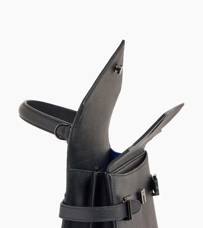 Le Tanneur Handbags Women Medium Handbag With Double Flap In Grained Leather Black
