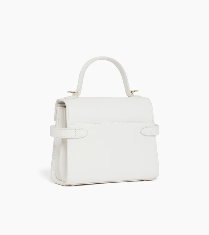 Le Tanneur Handbags Women Small Double Flap Handbag In Signature T Leather Chalk White