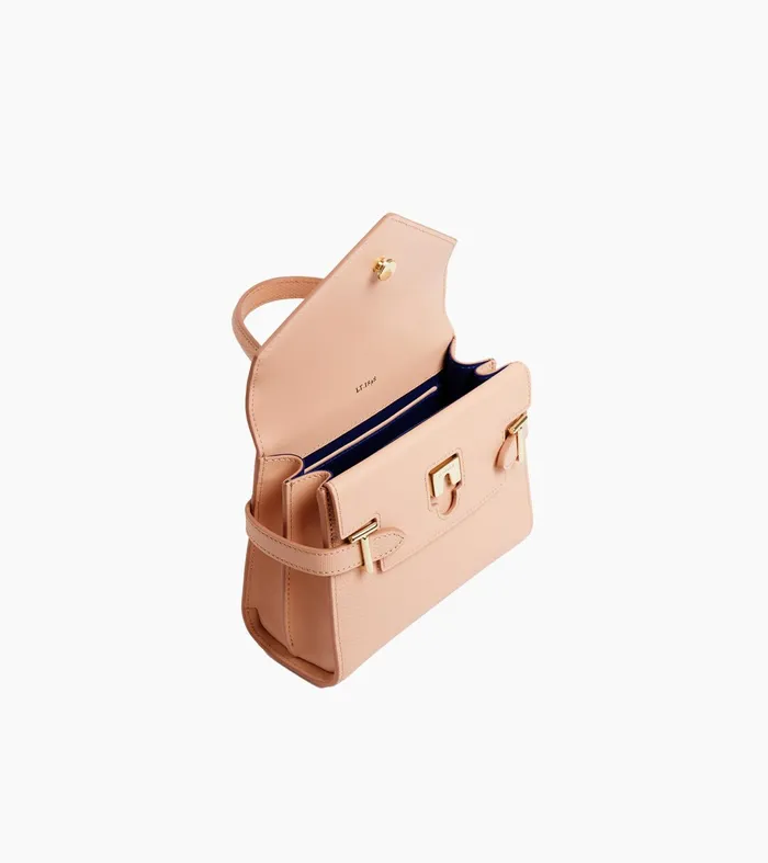 Le Tanneur Handbags Women Small Double Flap Handbag In Signature T Leather Powder Pink
