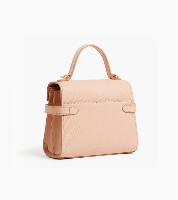 Le Tanneur Handbags Women Small Double Flap Handbag In Signature T Leather Powder Pink