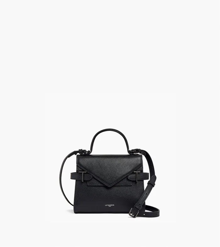 Le Tanneur Handbags Women Small Handbag With Double Flap In Grained Leather Black Le Tanneur Handbags Women Small Handbag With Double Flap In Grained Leather Black