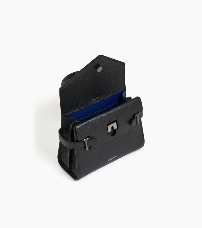 Le Tanneur Handbags Women Small Handbag With Double Flap In Grained Leather Black