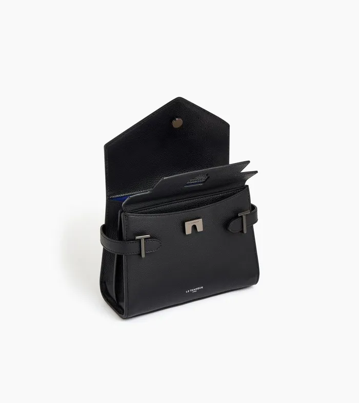 Le Tanneur Handbags Women Small Handbag With Double Flap In Grained Leather Black