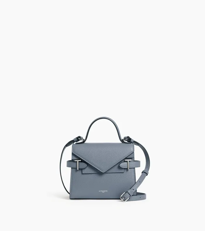 Le Tanneur Handbags Women Small Handbag With Double Flap In Grained Leather Clay Blue Le Tanneur Handbags Women Small Handbag With Double Flap In Grained Leather Clay Blue