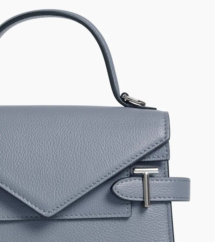 Le Tanneur Handbags Women Small Handbag With Double Flap In Grained Leather Clay Blue