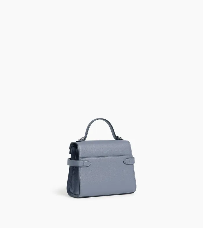Le Tanneur Handbags Women Small Handbag With Double Flap In Grained Leather Clay Blue